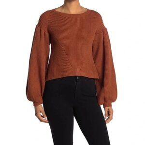 Maisie Peter Bishop Sleeve Ribbed Knit Sweater